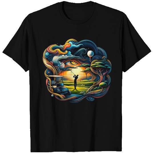 Abstract Golfer In Surreal Golfing World T Shirts