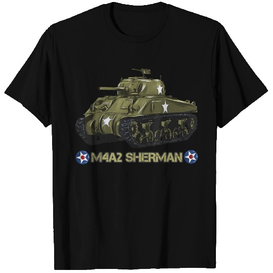 World War 2 American Tank M4A2 Sherman memorabilia T Shirts