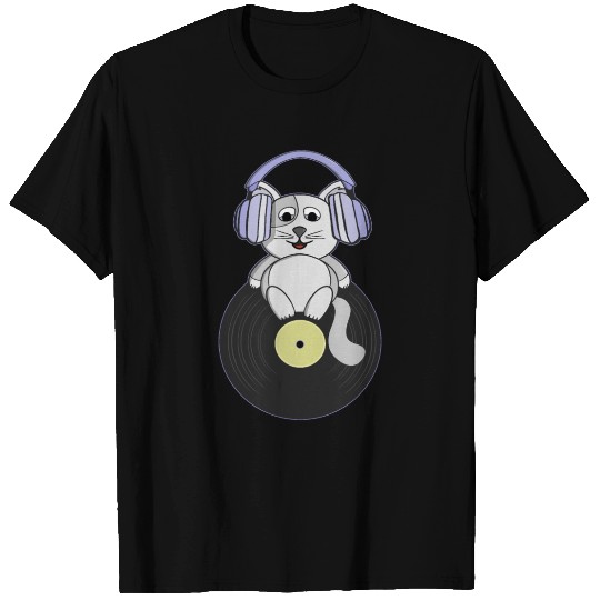 Nostalgic kitten who loves vinyl records T Shirts