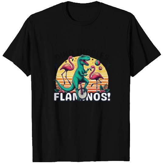 Dino Unicycle Flamingo Juggler T Shirts