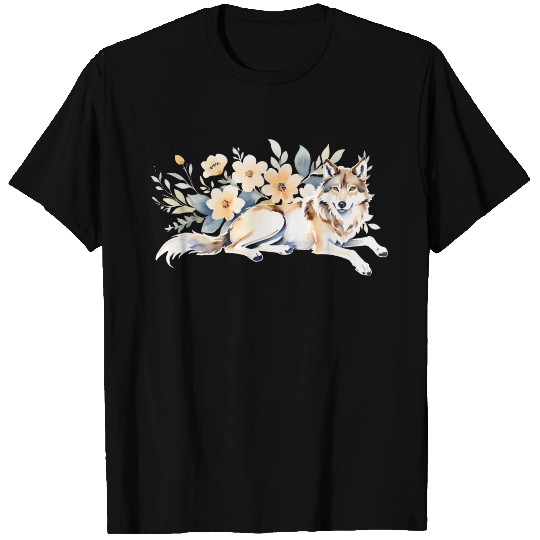 A Serene Wof with Wildflowers T Shirts