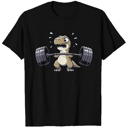 T-Rex Dino Barbell Weightlifter Fitness Workout T Shirts