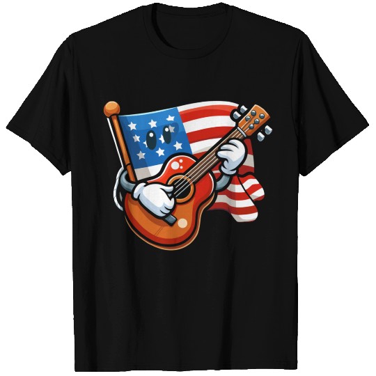 Guitar 4th July American Flag T Shirts