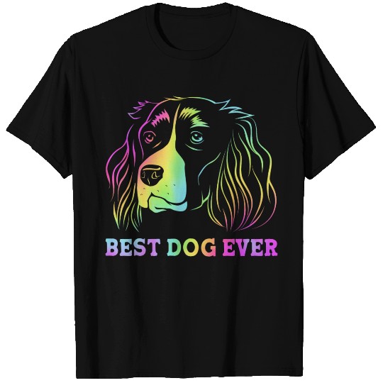 Best Dog Ever Colorful Springer Spaniel Dog Face T Shirts