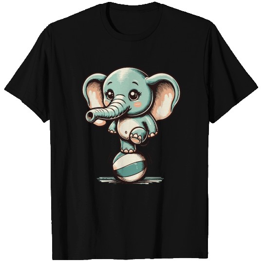 cute cartoon elephant on exercise ball T Shirts
