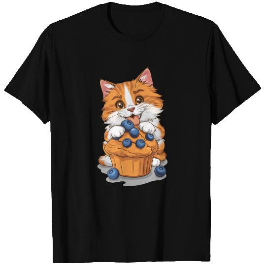 Orange White Tabby Cat With Blueberry Muffin T Shirts