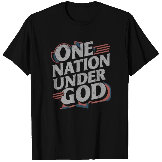 One Nation Under God Christian Pride Retro US Flag T Shirts
