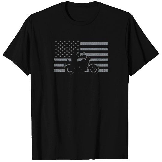Motorcycle US Flag Biker Motorbike Teen Youth T Shirts