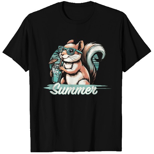 Cute cartoon squirrel enjoying the summer T Shirts