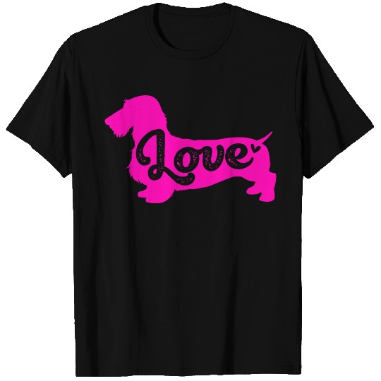 Dog Silhouette I Love My Wirehaired Dachshund T Shirts