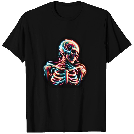 Neon Skeleton Psychedelic Glow Art T Shirts