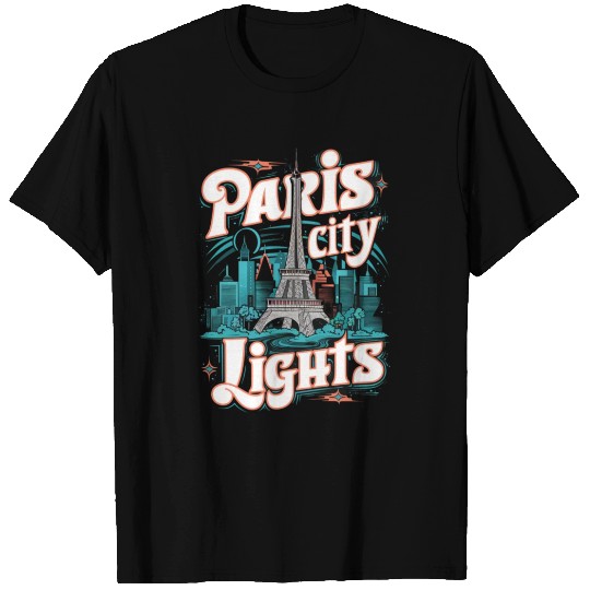 Paris City Lights Retro Logo T Shirts
