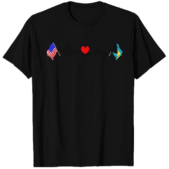 Cardio heart with flag USA, Bahamas T Shirts