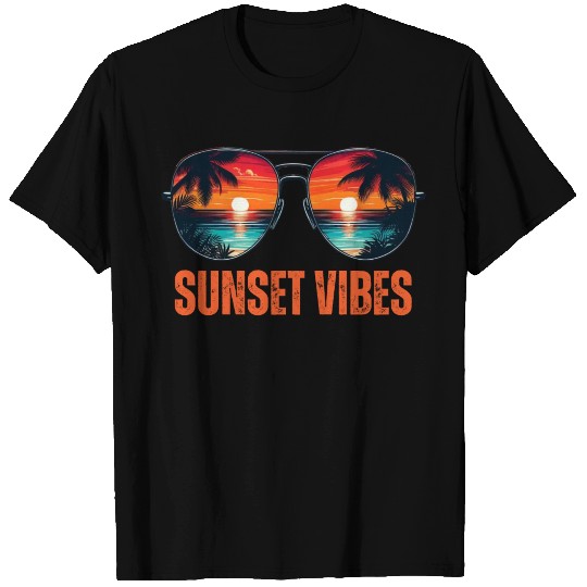 Sunset Vibes Tropical Sunglasses Design T Shirts