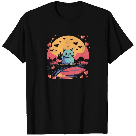 On the Bridge: Cute Waving Cat T Shirts