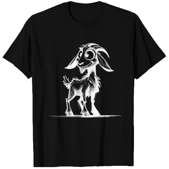 Goat Big Eyes Grinning Billy Goat Sketch T Shirts