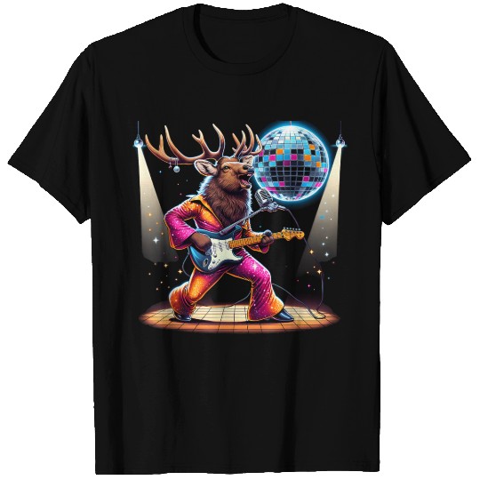 Disco Ball Guitar Elk T Shirts