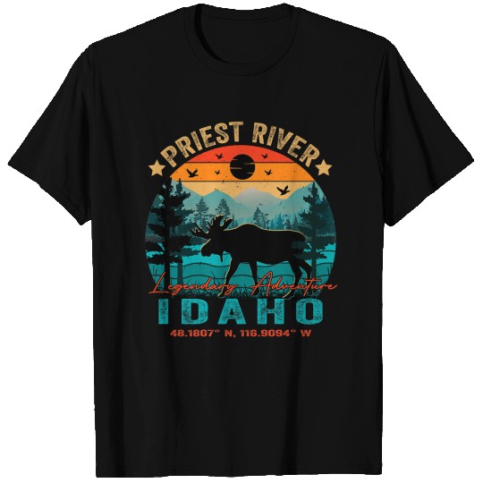 Priest River Idaho Vintage Mountains T Shirts