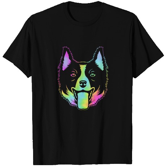 Dog Lover Colorful Border Collie Dog Face T Shirts