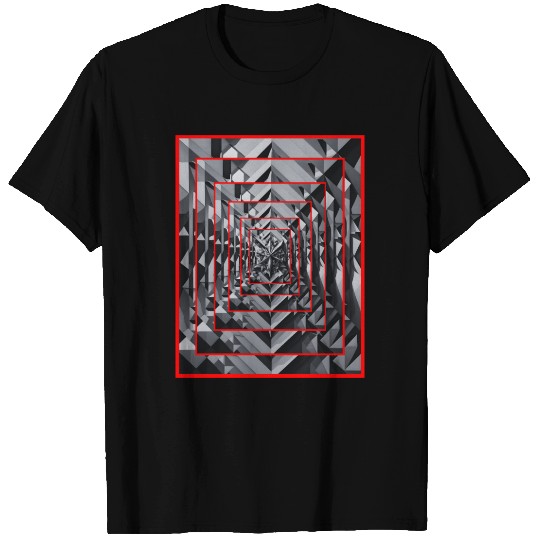 Black/gray rectangle, deep effect and red lines. T Shirts