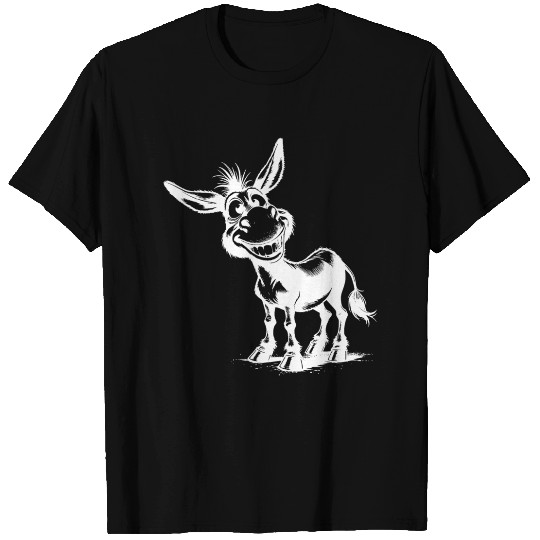 Grinning Donkey Funny Pencil Drawing T Shirts