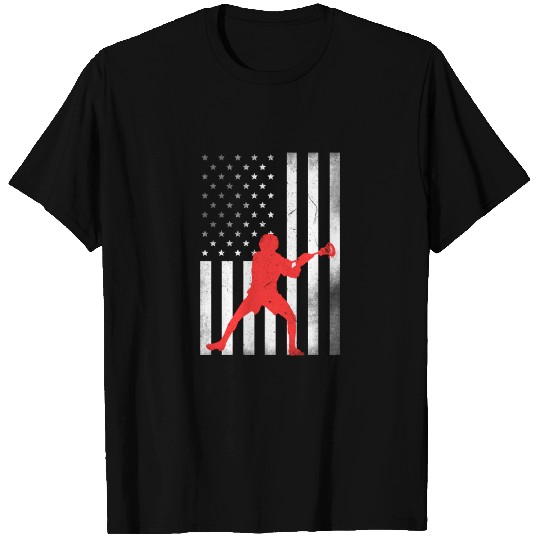 Lacrosse Vintage US Flag Proud Lacrosse T Shirts