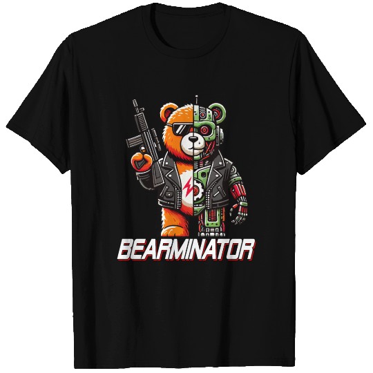 Bearminator Funny Cyborg Teddy Bear Design T Shirts