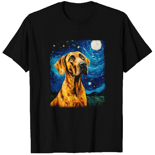 Great Dane Dog Starry Night Painting T Shirts