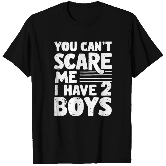 Can't Scare Funny Dad of 2 Boys Father's Day T Shirts
