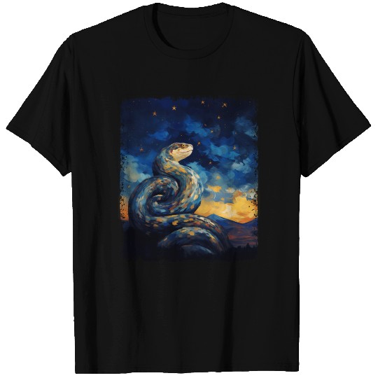 Ball Python Snake Starry Night Painting T Shirts