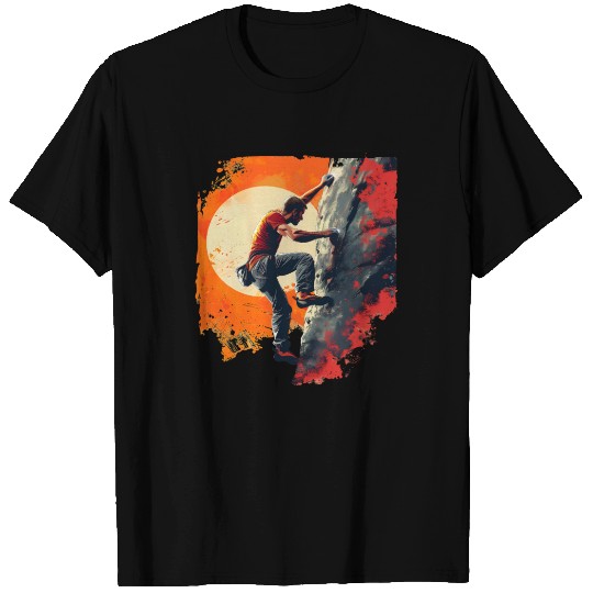 men rock climbing bouldering outdoor T Shirts
