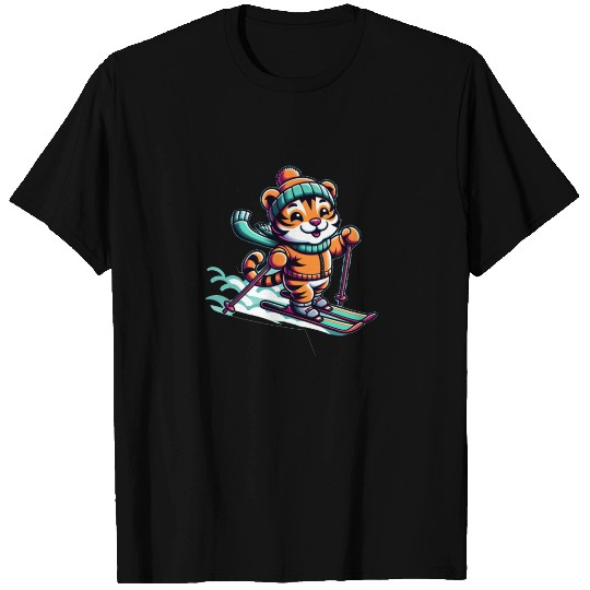 Cute Skier Tiger T Shirts