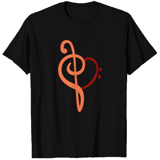 Music Bass Clef Heart Love Note Treble Sound Logo T Shirts