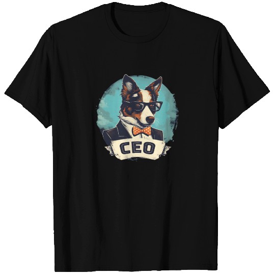 Border Collie Dog With Suit and Tie CEO T Shirts