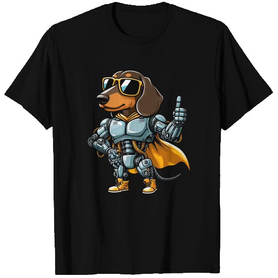 Dachshund robot cyborg sci-fi dog mech design T Shirts