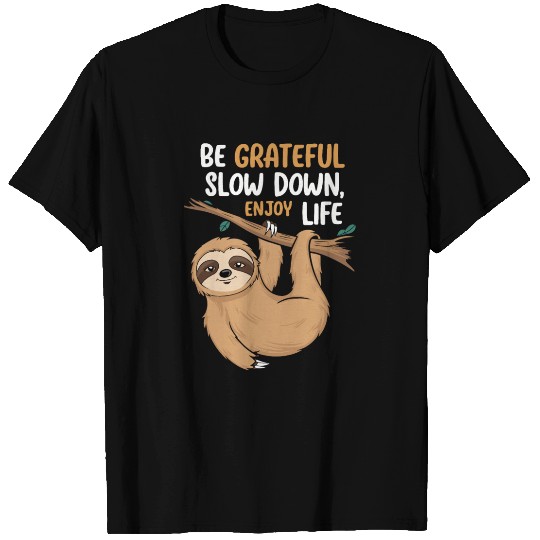 Sloth Inspiring Motivation Quote Be Grateful Slow T Shirts