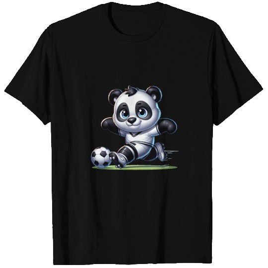 Cute Soccer Player Panda T Shirts