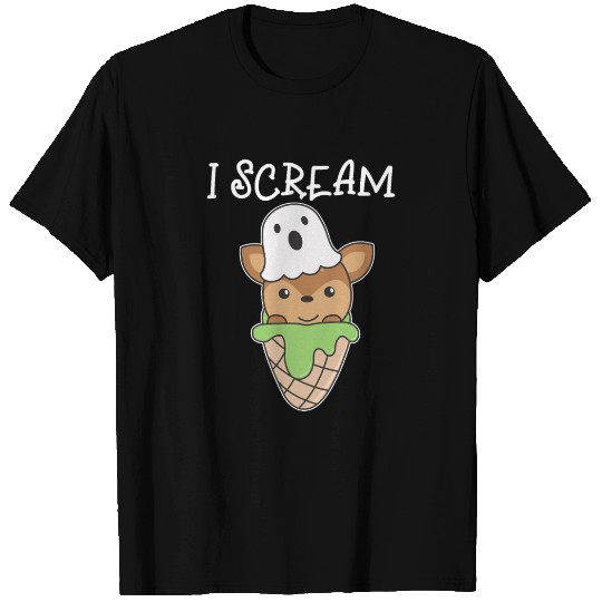 Deer Halloween Ghost I Scream Ice Cream Pun T Shirts