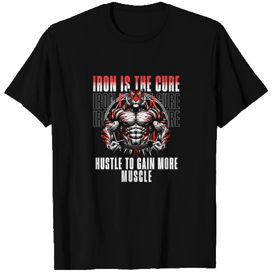 iron is the cure with bodybuliding tiger T Shirts