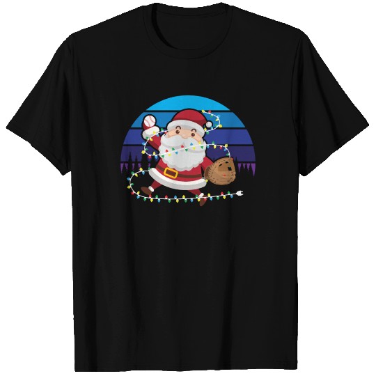 Christmas Santa Claus Baseball Pitcher Boys Kids T Shirts
