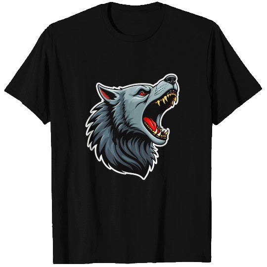 Fierce Wolf Head Illustration T Shirts