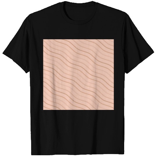 Peach and Brown Wavy Line Pattern Design T Shirts