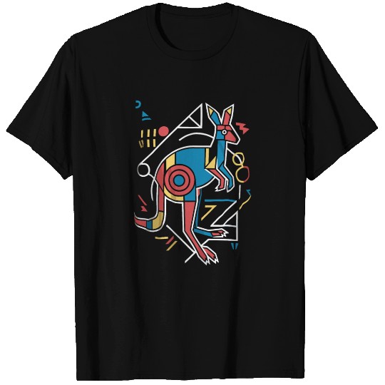 Geometric Kangaroo Art Colorful Abstract T Shirts
