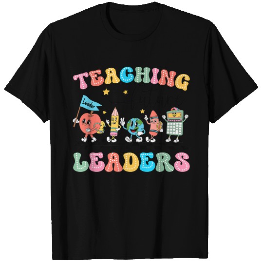 Retro Teaching Future Leaders Groovy Teacher Back T Shirts