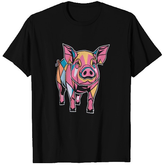 Vibrant Geometric Farm Animal Graphic Featuring T Shirts