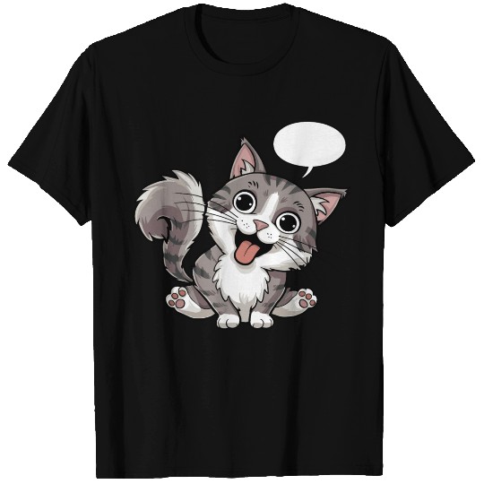 Cute Silly Cat With Blank Speech Bubble T Shirts