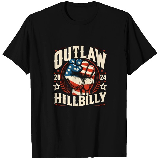 Vintage Retro US Flag Outlaw Hillbilly 2024 Trump T Shirts