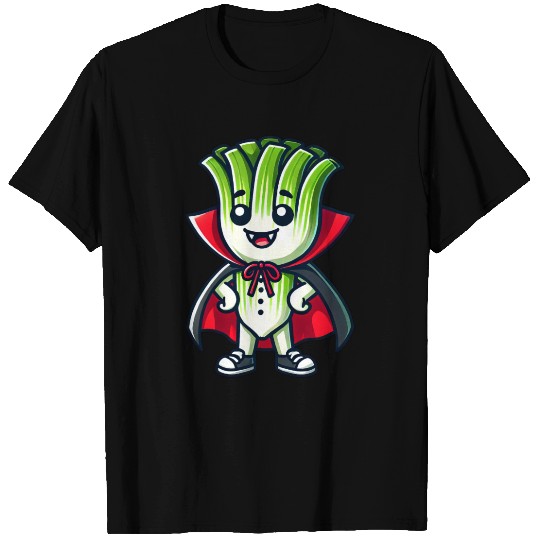 Cute Halloween Leek Vampire Cartoon Green T Shirts