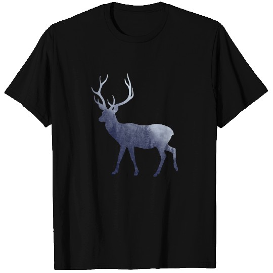 Blue Deer Double Exposure Elk Surreal Animal Pun T Shirts