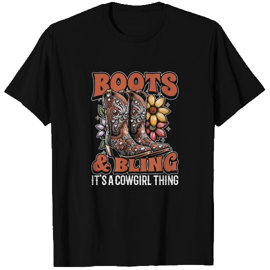 Cowboy Boots And Bling It's A Cowgirl Rancher T Shirts